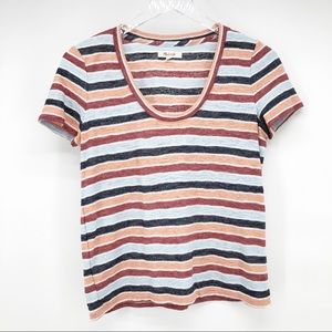 MADEWELL colorful striped scoop neck top